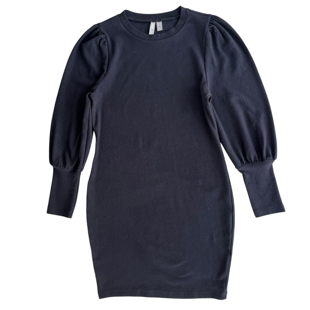 ASOS Design Womens 6 Black Supersoft Puff Long Sleeve Mini Sweater Bodycon Dress